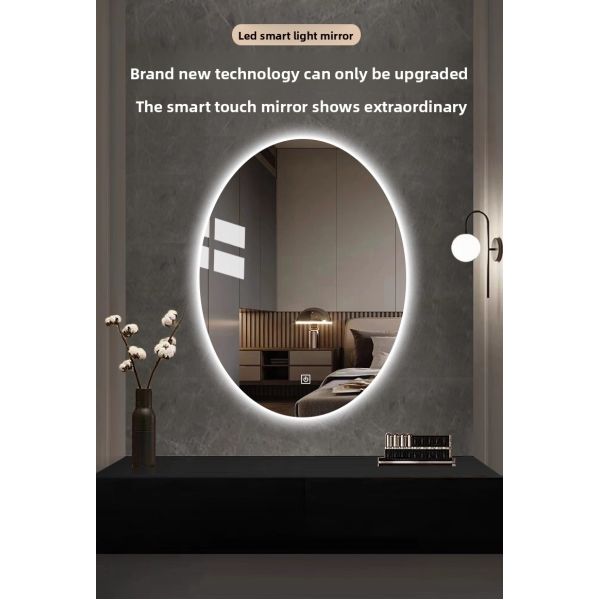 Luxury Smart Bathroom Oval Vanity Mirror, with Smart LED Lights Touch Switch, Wall-Mounted Makeup Mirror