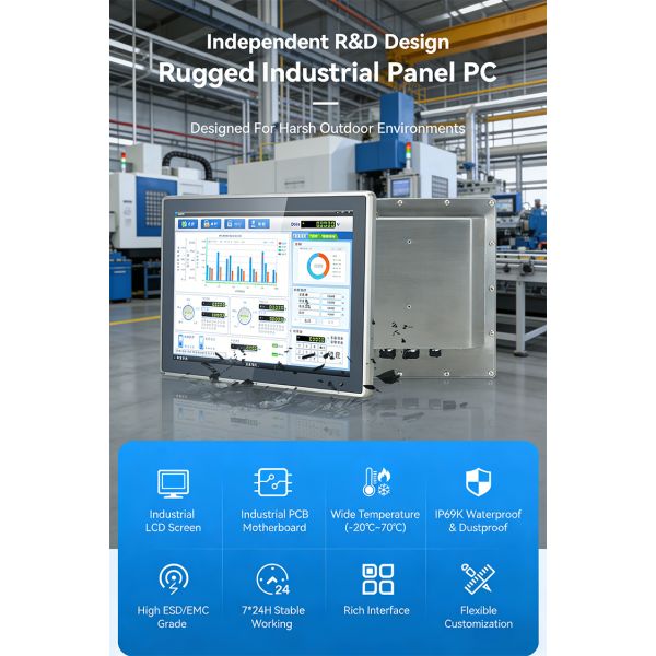 High Brightness Windows 10 Android OS IP65 Resistive Touchscreen Industrial Automation Panel PC Embedded Industrial Chassis