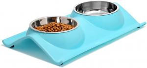 China Double Dog Cat Stainless Steel Pet Bowls No Spill Resin Station on sale