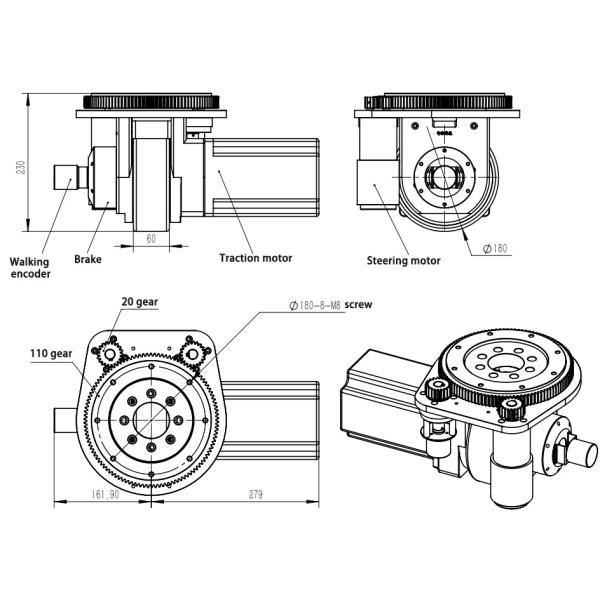 300W AGV Drive Wheel