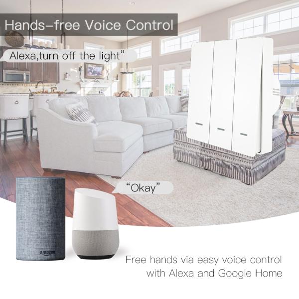 Smart Switch Push Button Interruptor Wifi RF433 EU UK Standard 10A 100V-240V,50Hz/60Hz