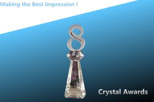 China crystal trophy/CRYSTAL award/AWARDS/crystal trophies/GLASS AWARD/glass top eight award on sale