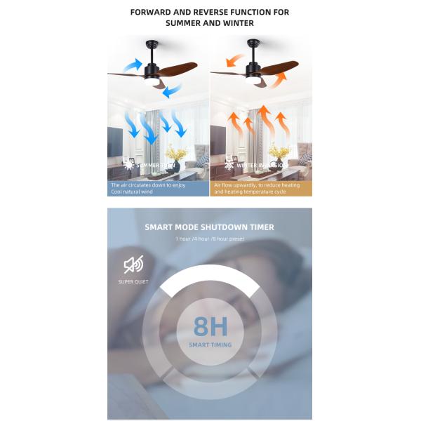 Residential Modern 65W 1500LM 3 ABS Blade Ceiling Fan 47 Inch