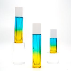 Hanya Glass Lotion Bottles Square Blue Yellow 50ml Foam Pump Bottle