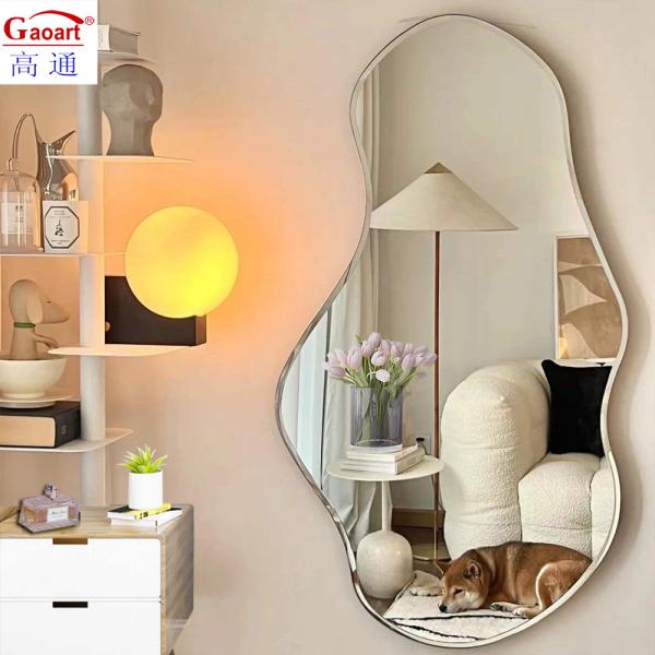 Modern Stylish Metal Hotel Bathroom Glass Beveled Mirror for Home Decoration