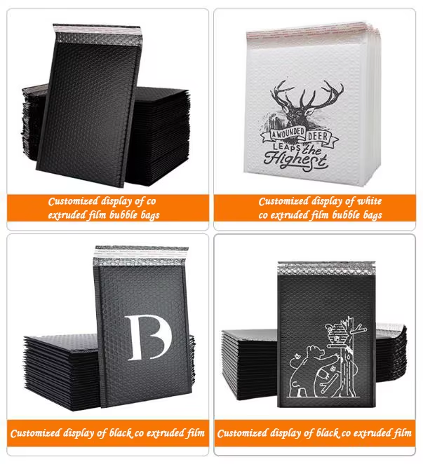 Recyclable Black Bubble Mail Bag with Matte Film Thickened Express Logistics Delivery Envelope Gravure Printing Surface Handling