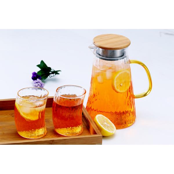 Bark Texture Glass Serving Pitcher , Borosilicate Hot Water Carafe Set