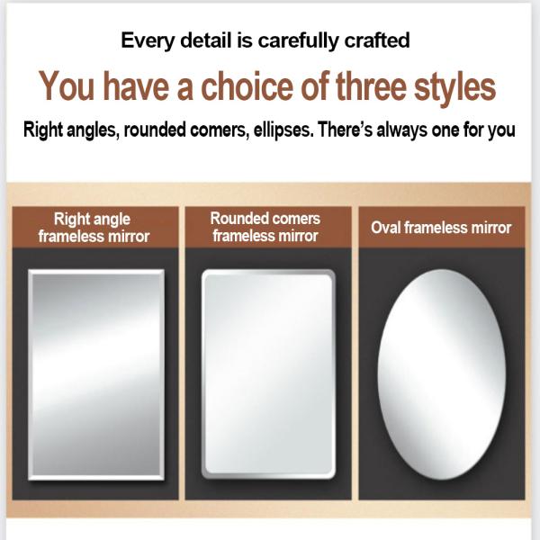 Modern Stylish Metal Hotel Bathroom Glass Beveled Mirror for Home Decoration