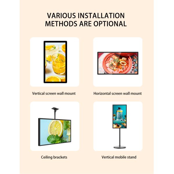 MJK Android 32 Inch Wall Mount Smart LCD Digital Poster OEM Indoor Advertising Digital Signage Cloud-Based Elevator Animation