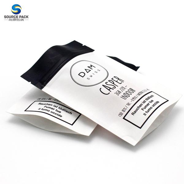 White Kraft Paper Weed Packaging Bag Stand Up Pouch Zipper With Window