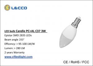 China Type B Candelabra Bulb Led Lights 6000K , Cool White Led E14 Candle Bulb 80 LM / W on sale