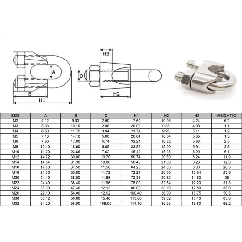 Rigging Hardware DIN741 Wire Rope Clip for Cable Usage