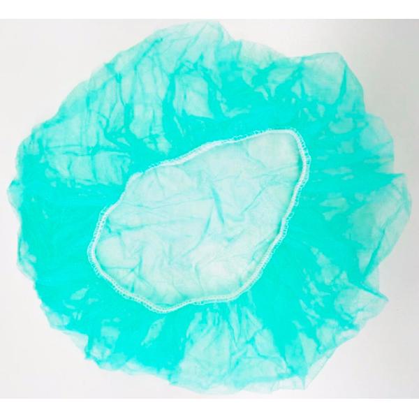 Round Shape Disposable Bouffant Caps Green Colour For Electronic Factory