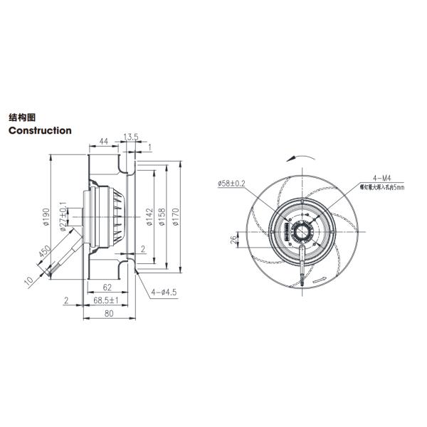 190 Mm Industrial Centrifugal Extractor Fan Single Inlet With Three Speed Motor