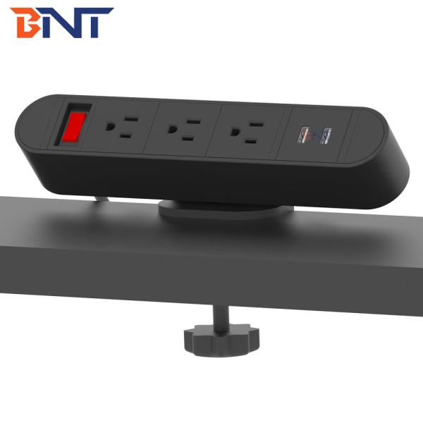 Modern office table mount white color clamp on table power outlets with USB