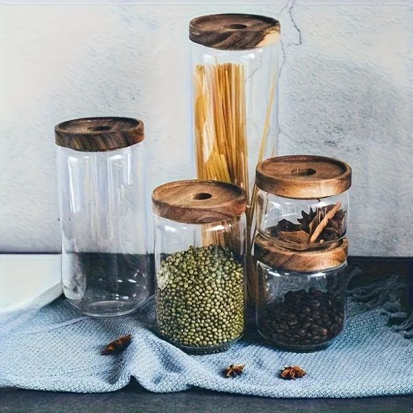 Nordic Design Square Borosilicate Glass Jar With Flip Top Lids Moisture Proof Customized