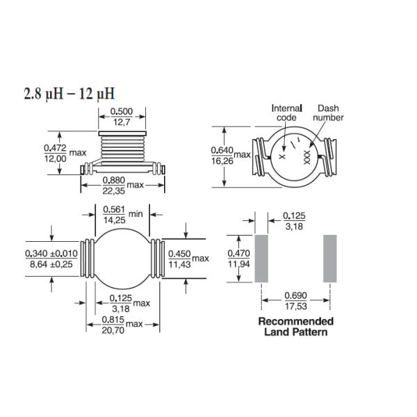 DO5040H-282ML SMD Power Inductor Heavy gauge wire and self-leaded terminations for low DCR