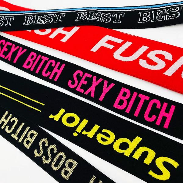 Custom Knitted Fashion Nylon Woven Breathable Polyester Soft Jacquard Printed Elastic Ribbon For Garment Underwear Or Bags