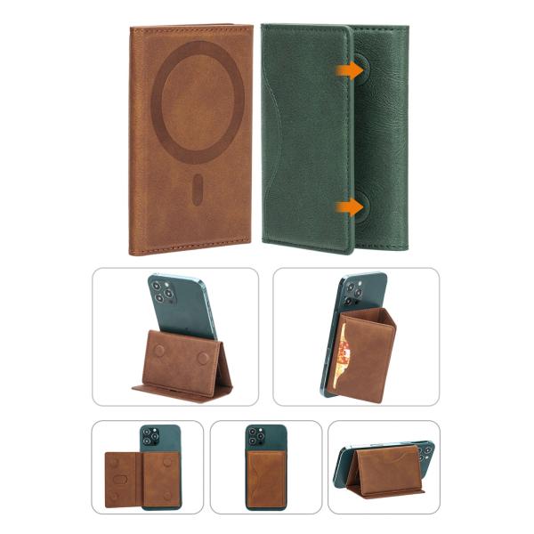 Flip iPhone Leather Wallet Luxury Magsafe Card Holder Stand OEM / ODM For IPhone
