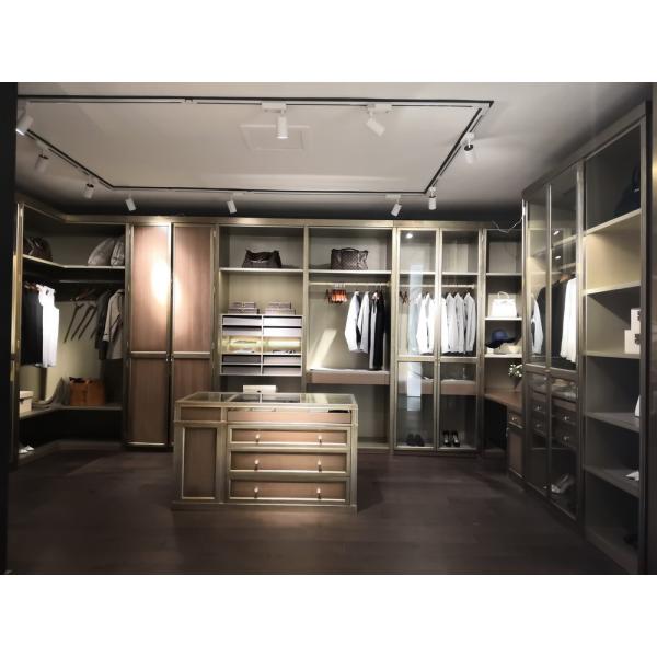 Custom made wardrobe closet built in cabinets open door Armoire with Mirror stand by Metal handle for hotel and villa