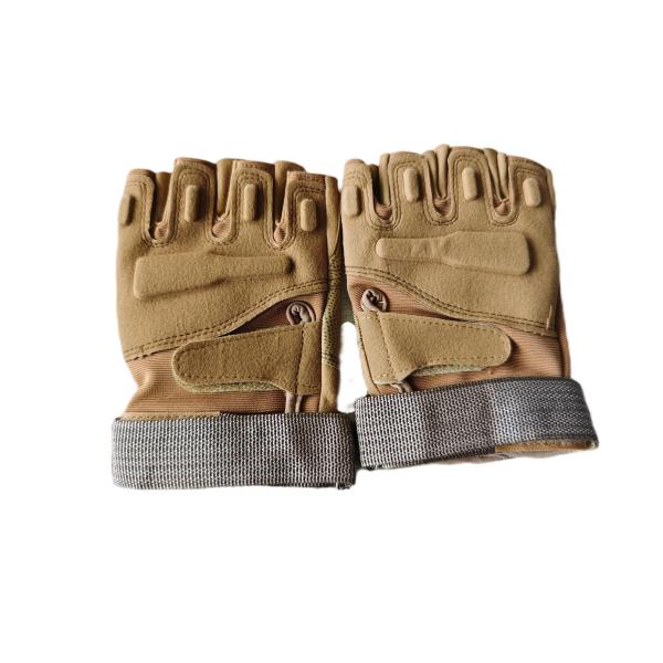 Tactical Brown Microfiber Combat Gloves Half Finger for Outdoor Training
