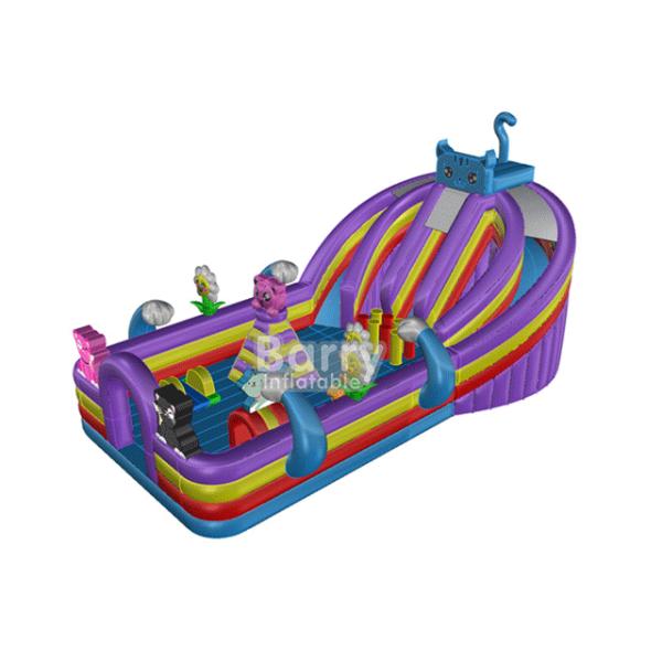 Custom Made Blue Cat Inflatable Toddler Playground / Kids Playground Equipment With Colorful Jumping Bounce House