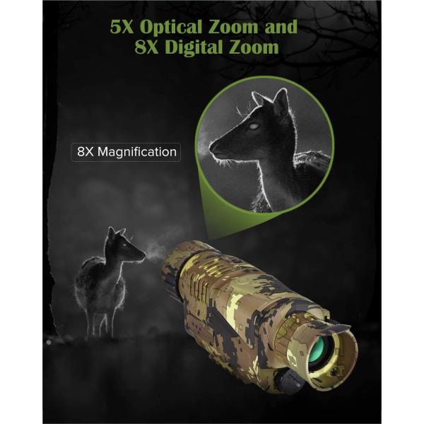 Optics Handheld Night Vision Monocular Scope 5x8 With 16GB Card