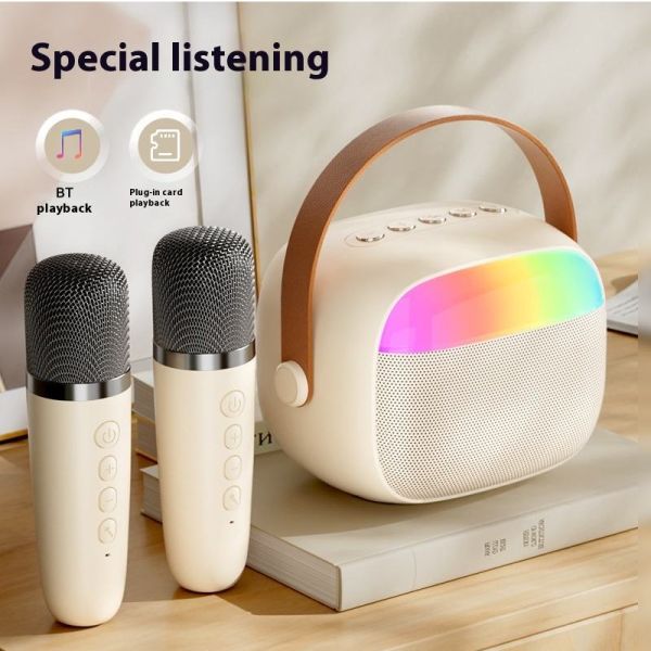 Wireless Karaoke Speaker With Microphone RGB Light Mini Portable BT Speaker For Home Party