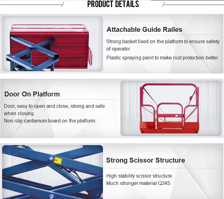 4 wheels Mobile Aerial Work Lift Platform Pulled Mobile Scissor Lift with CE Certificate