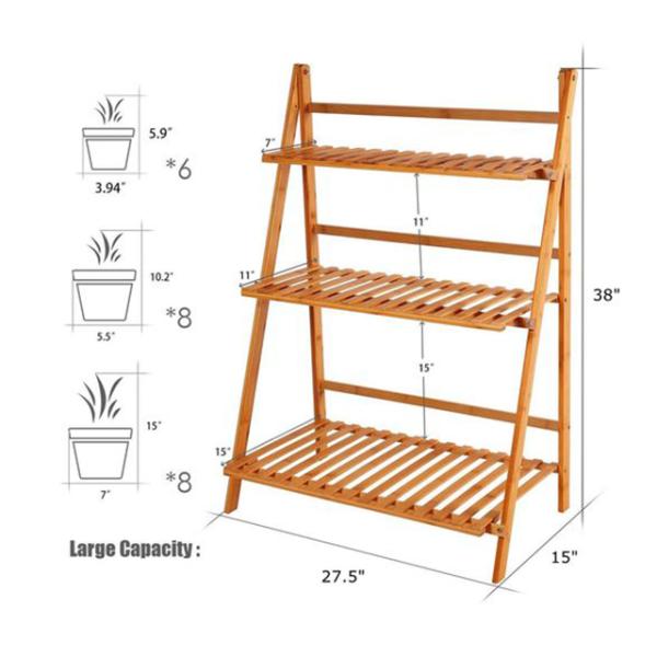 Organize in Style Modern Foldable Bamboo Wall Storage Drying Rack for Shoes and Plants