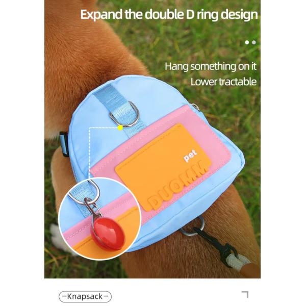 Colorful Small Dog Backpack Harness Adjustable Pet Harness Backpack With Traction Rope