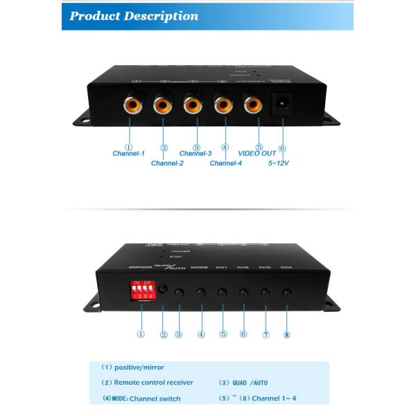 12 Volt 4 Channel Vehicle Black Box DVR Systems 1080P Resolution Light Weight