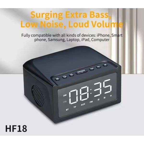 Multi Bedside LED Digital RGB Smart Bluetooth Speaker Alarm Clock FM Radio 10W Fast Charging