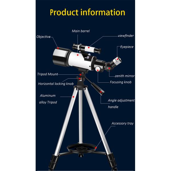 Travel FMC Lens 16-40x70 Beginners Refractor Telescope With Carry Bag Tripod