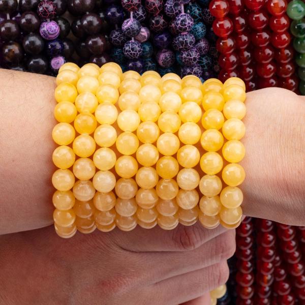 8mm Lighter Honey Jade Gemstone Beads Healing Crystal Stone Beads For Jewelry Making