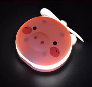 Buy cheap Carton USB rechargeable pig bear mini fan LED light cosmetic make up mirror LED light fan product