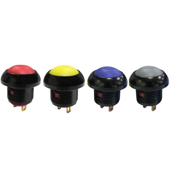 Threaded Bushing Mini Waterproof Momentary Push Button Switch Yellow Normally Open 2N