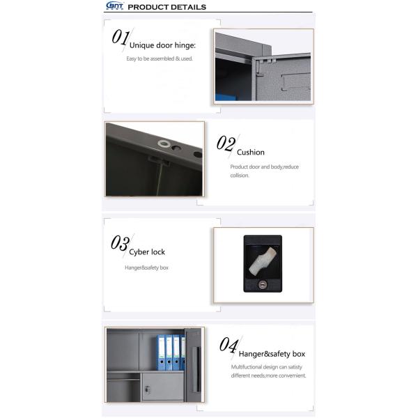 Easy Assemble Home 0.6mm Cam Key Security Grey Steel Wardrobe