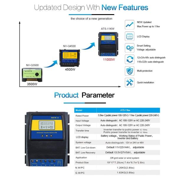 Inverter Transfer Switch Off grid to grid Automatic ChangeOver ATS Control ATS Relay DIY Solar Power System