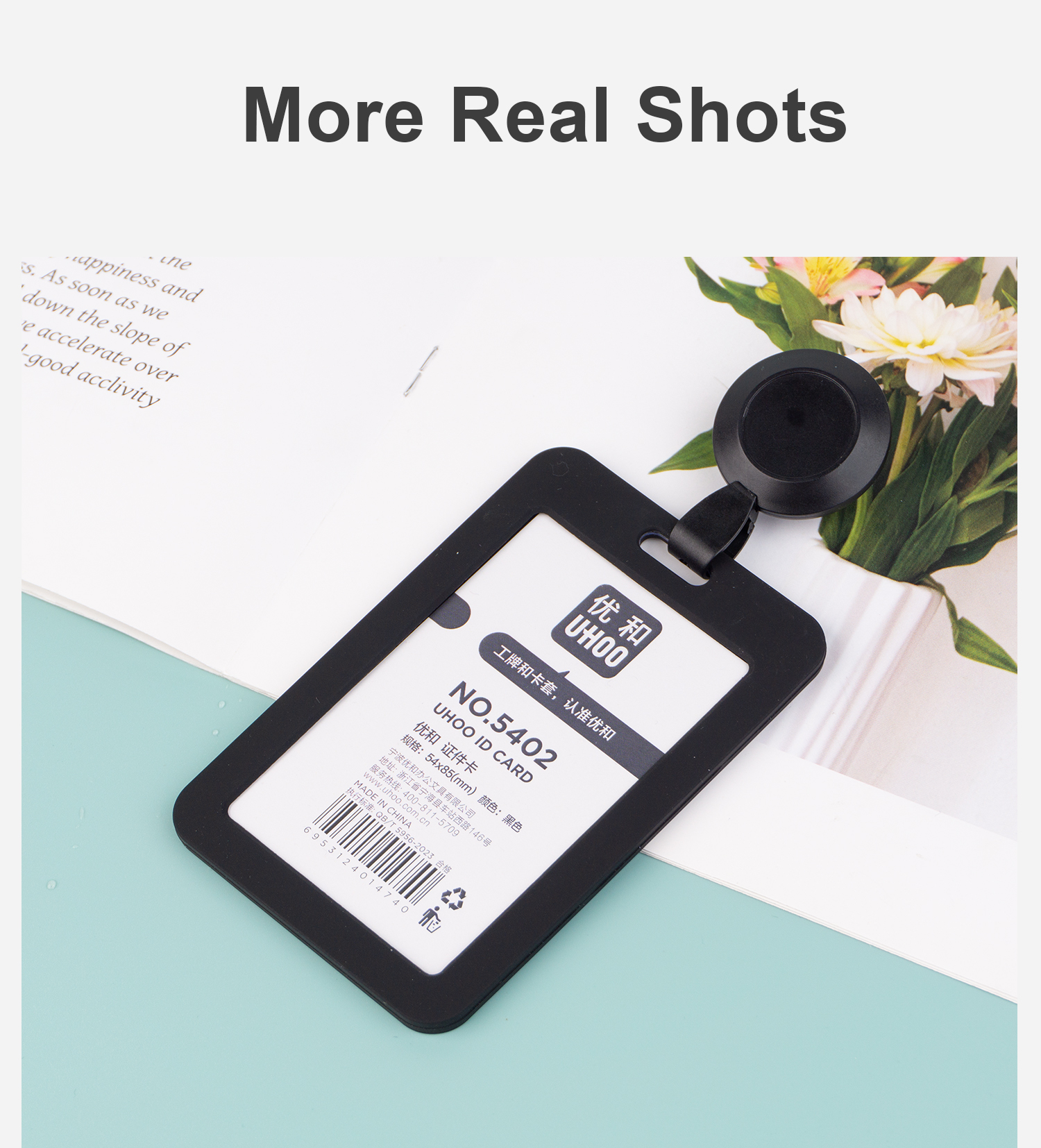 UHOO Silicone Work Name Tag Holder with Retractable Reel & Lanyard