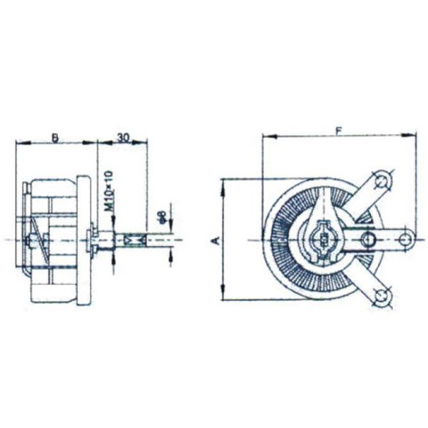 25W-500W Wirewound Rheostat , Adjustable Rotary Type Rheostat