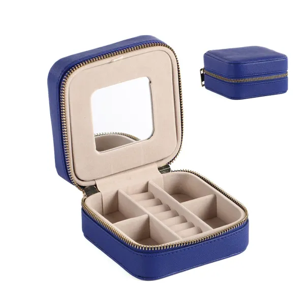 Customizable Logo Handmade PU Leather Jewelry Organizer Square Shape For Storage