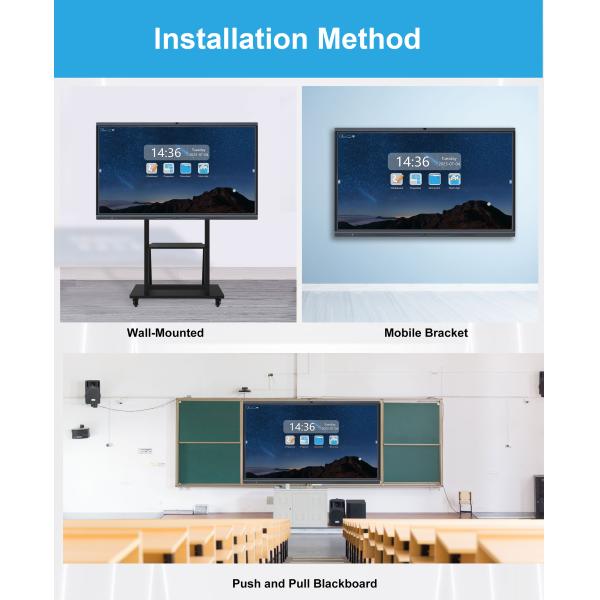 HDFocus 55 75 Inch Display Touch Screen Flat Panel 4K Hd Smart Portable Electronic White Board Interactive WhiteBoard for School