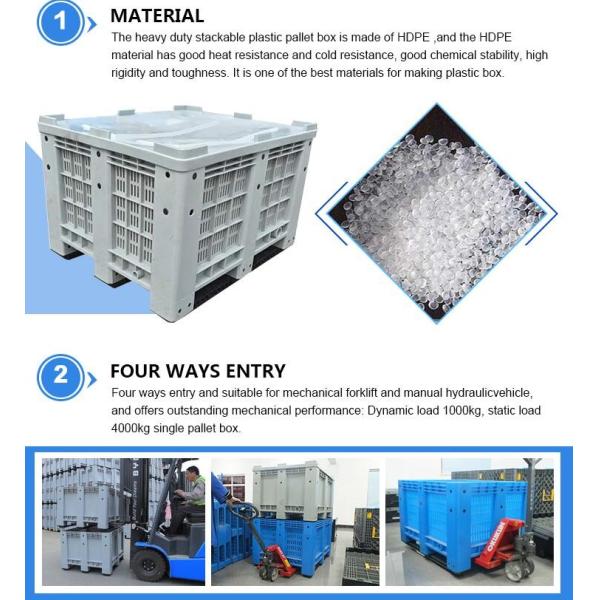 Heavy duty stackable attached lid turnover box, Stackable and nestable plastic shipping tote box for storage or moving
