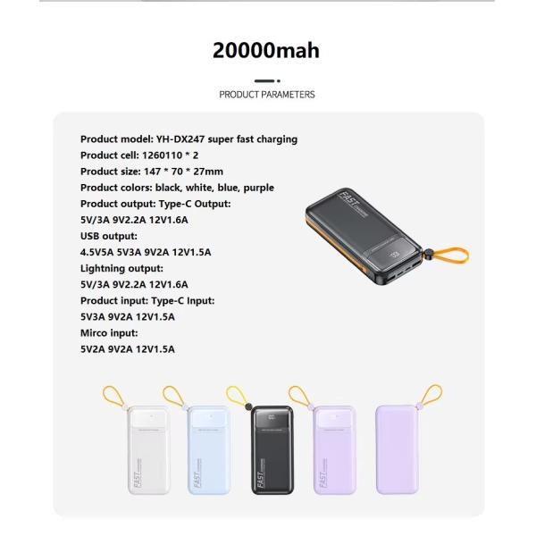 Ultra-thin And Compact Self-contained Power Bank 10000mah Super Fast Charger Large Capacity Portable