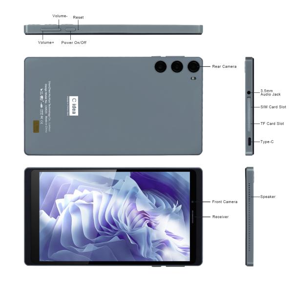 C Idea School Tablet 512GB Android 12 With SIM Support Smart Tablet PC CM525 Gray
