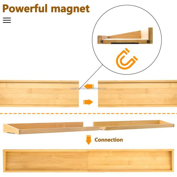 Eco-Friendly Bamboo Magnetic Stovetop Shelf for Spice Storage