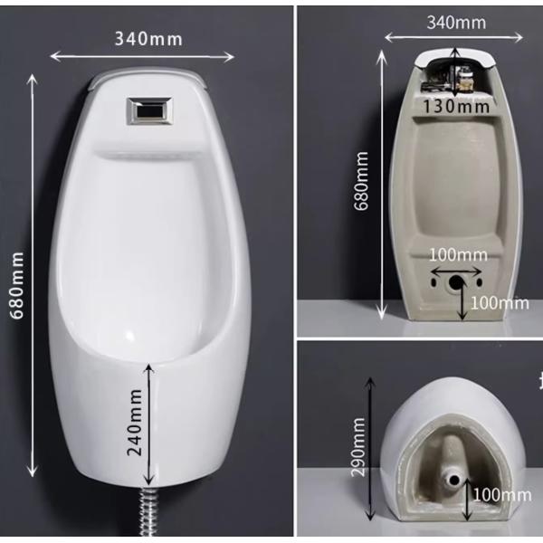 Water Saving WC Wall Hung Ceramic Urinal Bowl For Mens Public Bathroom Toilet