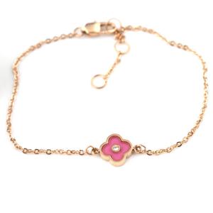 Buy cheap Red Four Leaf Clover Bracelet, Stainless Steel Jewelry Customized Fashion Diamond Flower Charm Bracelet product