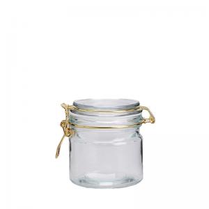China 16oz Airtight Glass Canisters Glass Storage Jars With Clamp Lids on sale